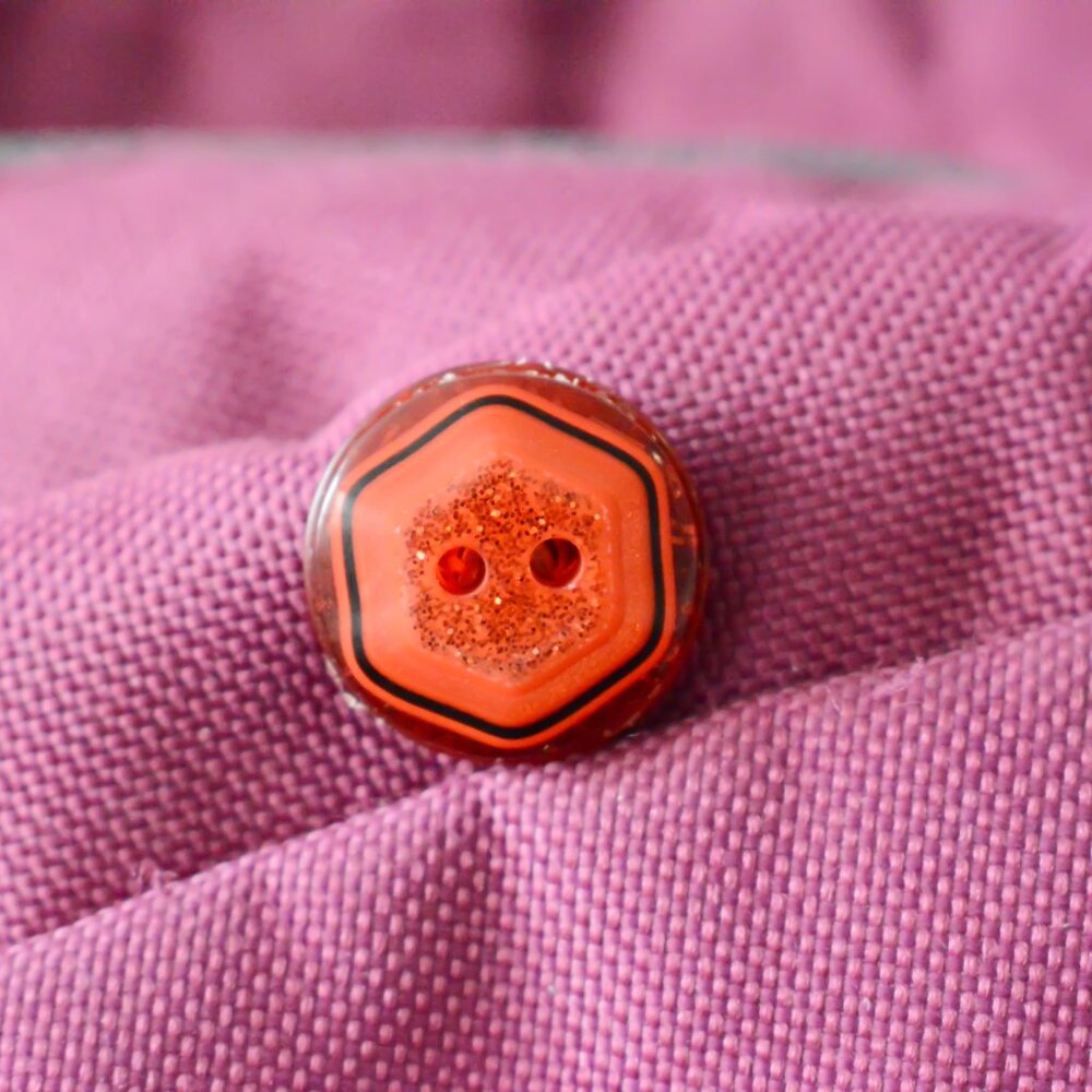 Handmade Red Upcycled Button Pin - Picture 5 of 6